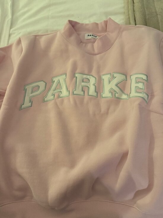 Parke Tops - Parke Pink Mock Neck College Logo Sweatshirt